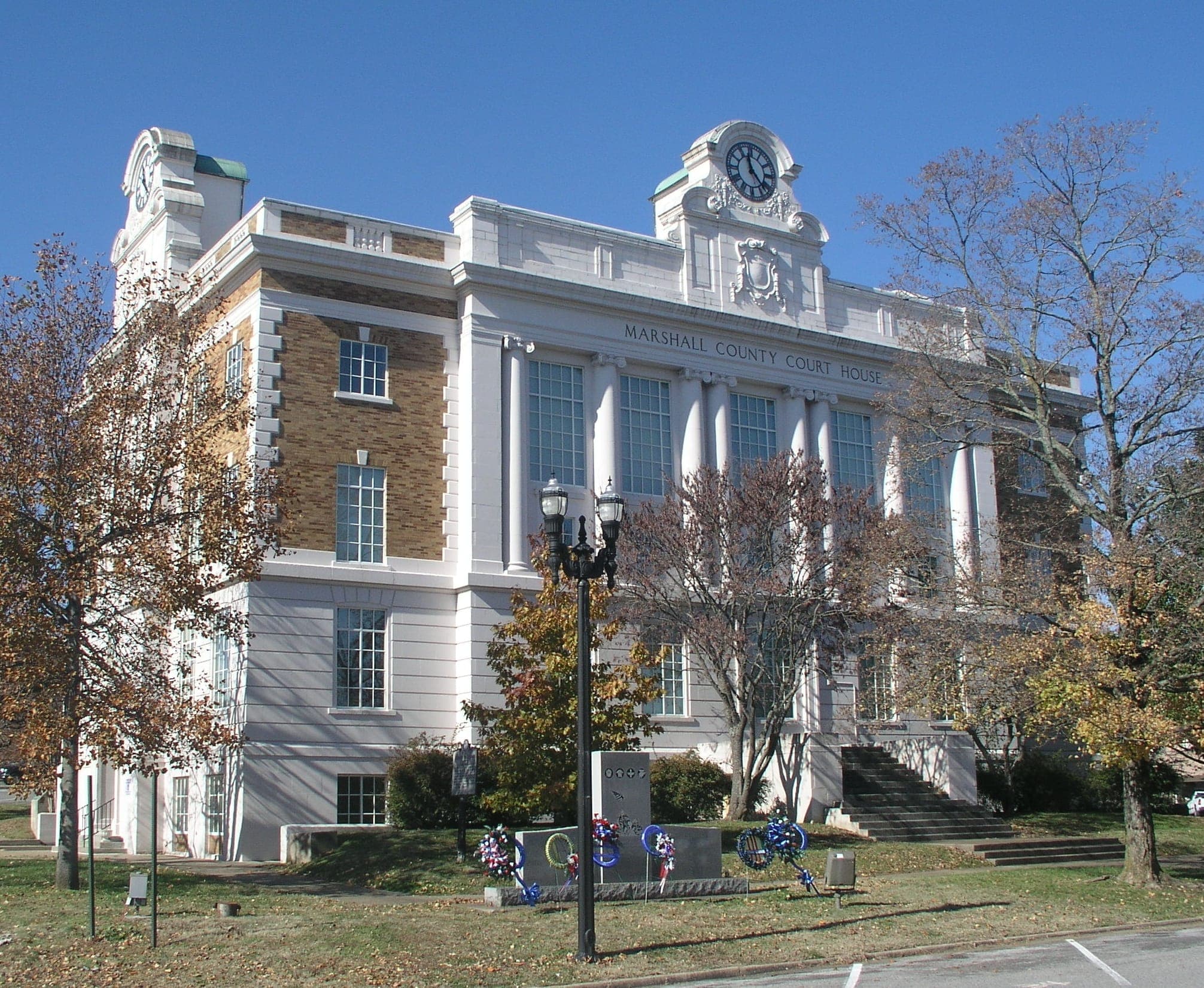The historic Marshall County Courthouse on the square in Lewisburg, Tennessee